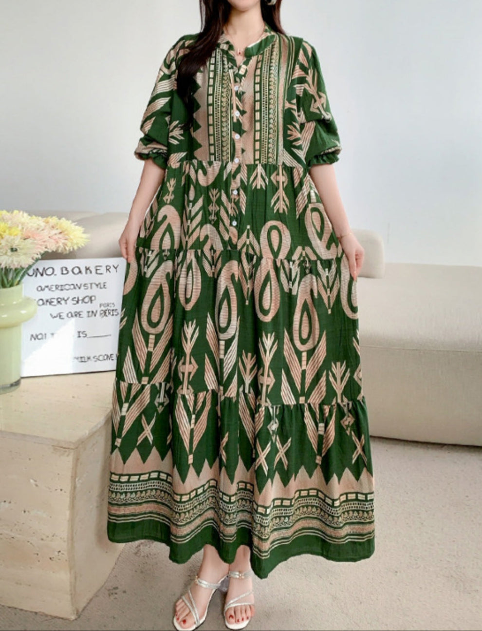 TALVINA™ | Vestido Relaxado com Mangas Lanternas