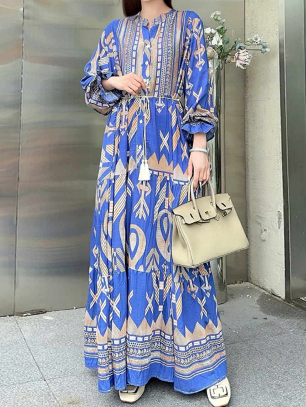 TALVINA™ | Vestido Relaxado com Mangas Lanternas