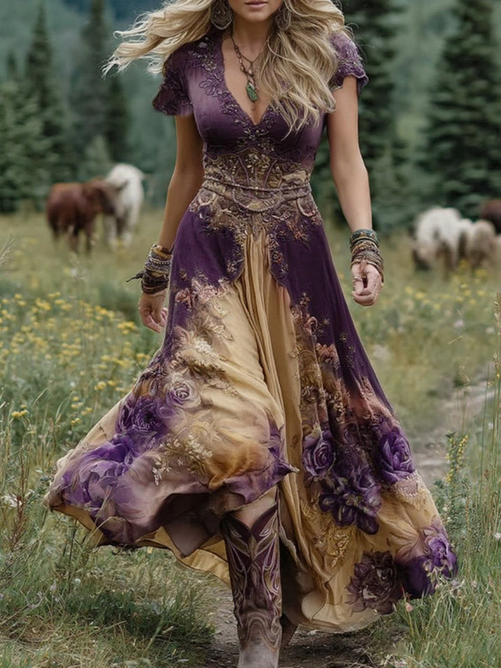 Marcina - Elegante Vestido Longo com Tons Florais