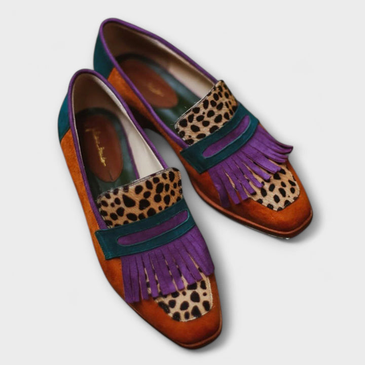 Fallon – Sapatos loafers marrons com estampa de leopardo