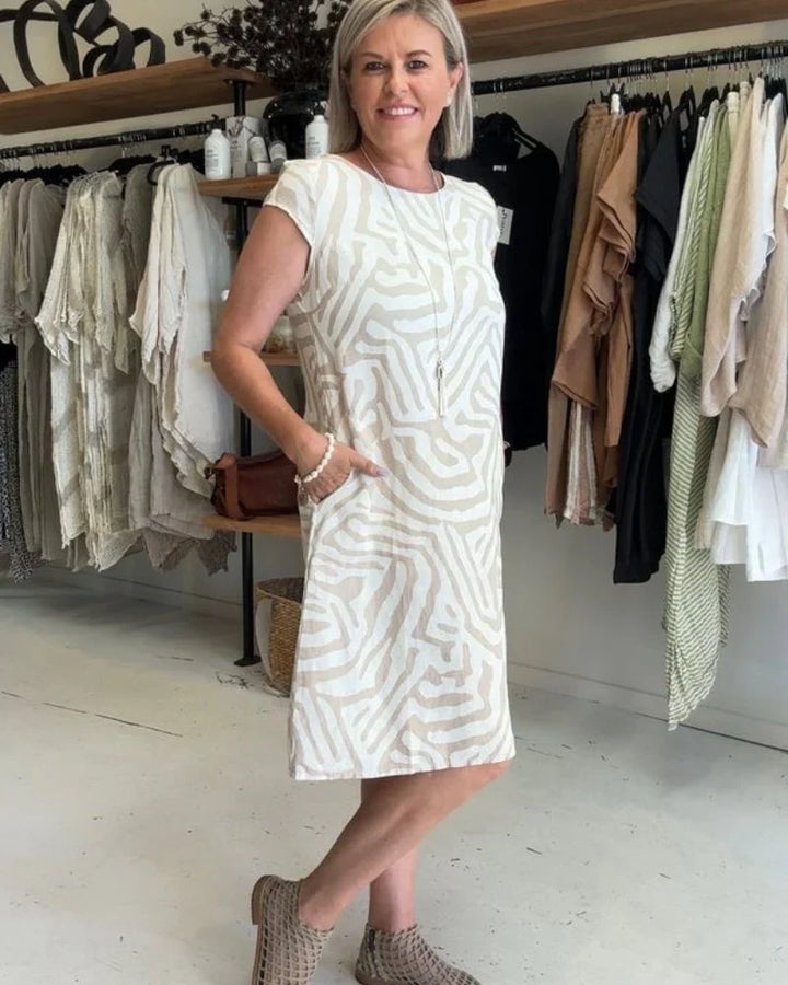 Nelia™ – Vestido de Verão com Decote Redondo e Impressão Bonita