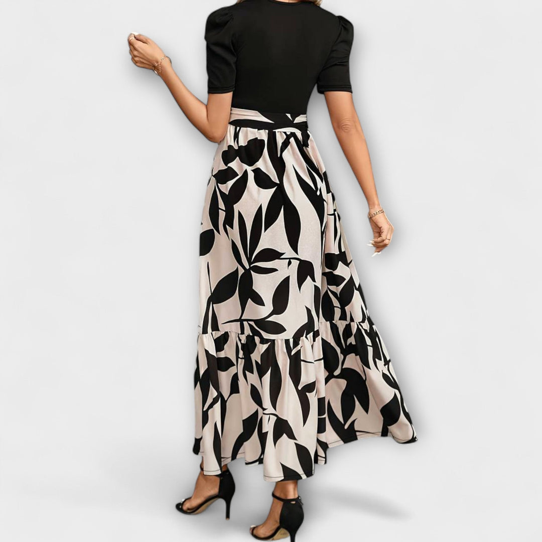 Luna - Vestido de verão com estampa floral e decote redondo