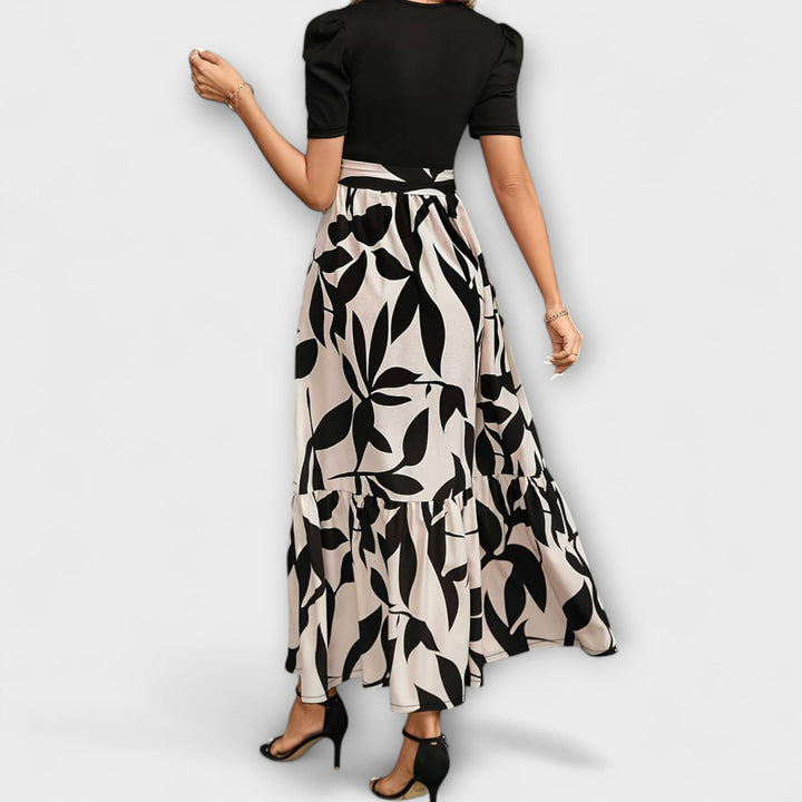 Luna - Vestido de verão com estampa floral e decote redondo