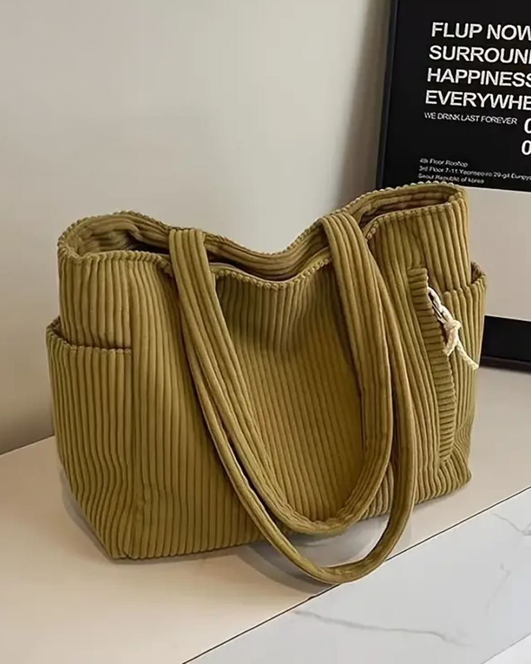 Tilda – Bolsa Tote Canaletada com Detalhe de Corda