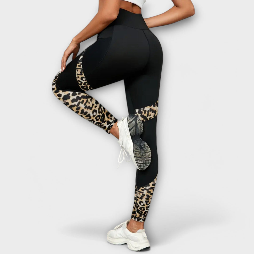 Calça de treino de cintura alta com estampa de leopardo