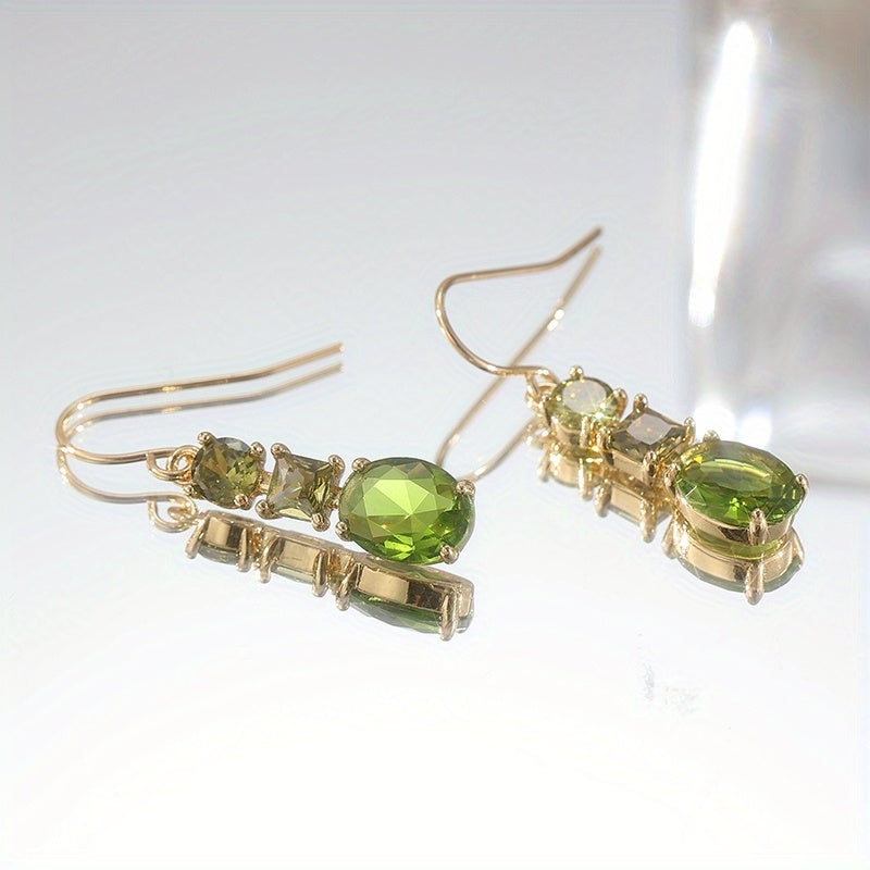 Brincos Pendentes Retrô Elegantes em Verde