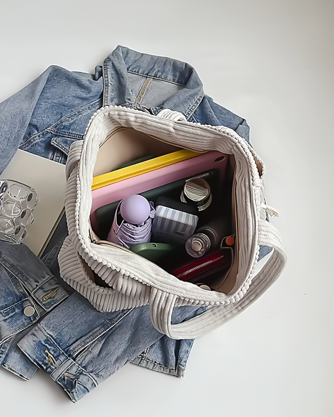 Tilda – Bolsa Tote Canaletada com Detalhe de Corda