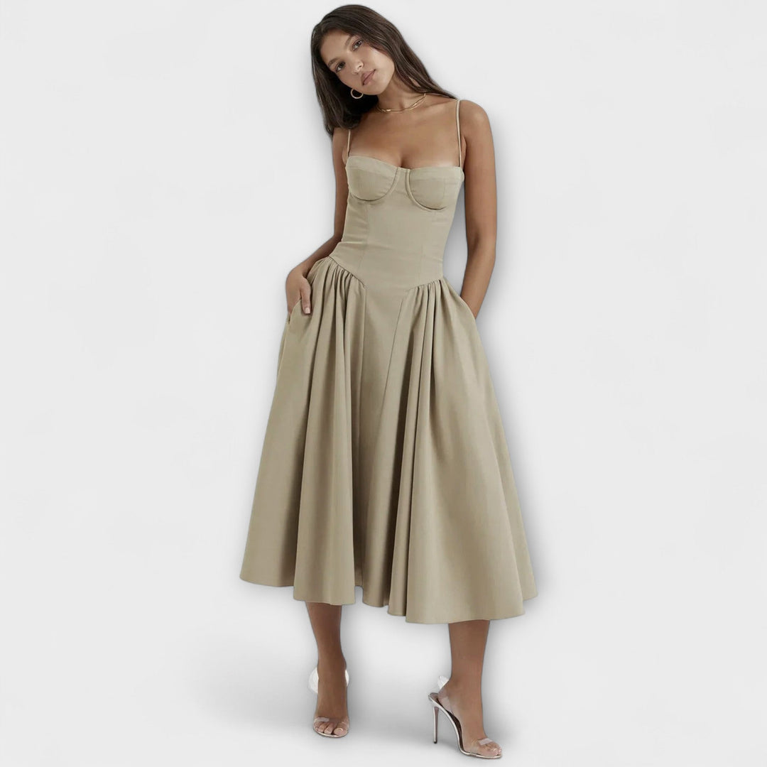 Rosalie - Vestido de Corset Sem Mangas Refinado