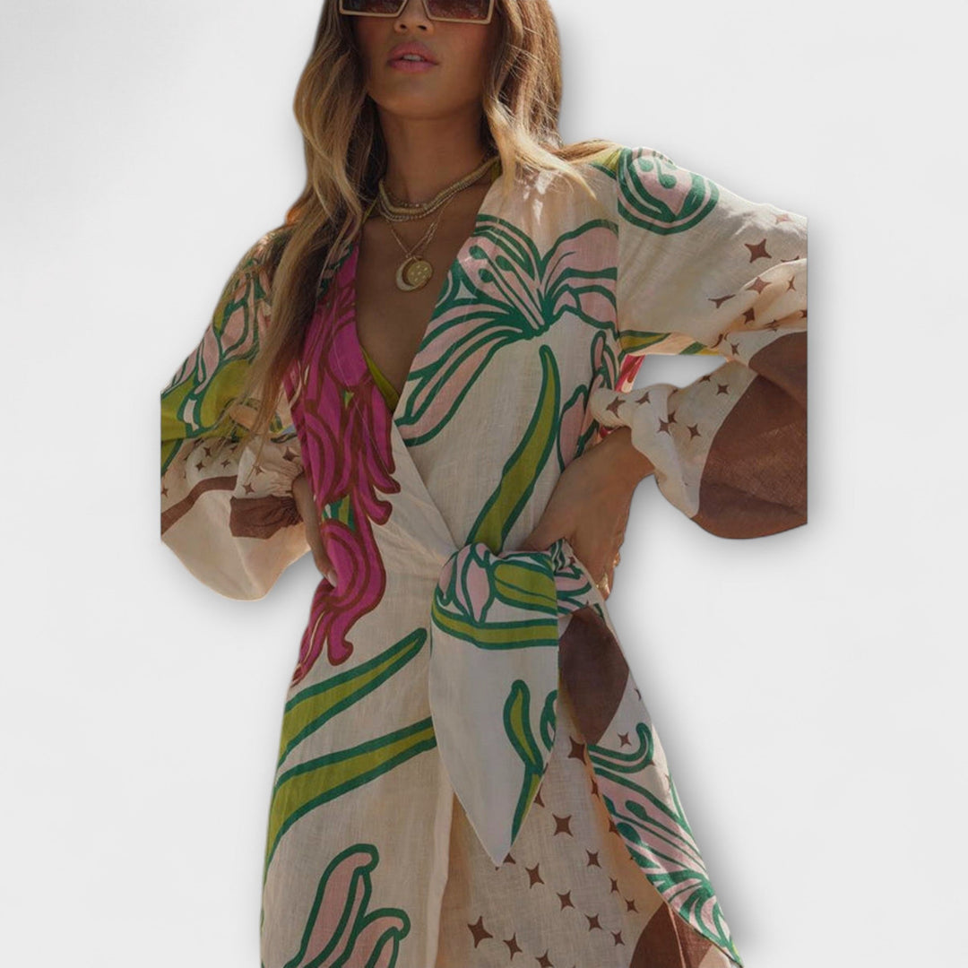 Tracey - Vestido Maxikleid com Amarração