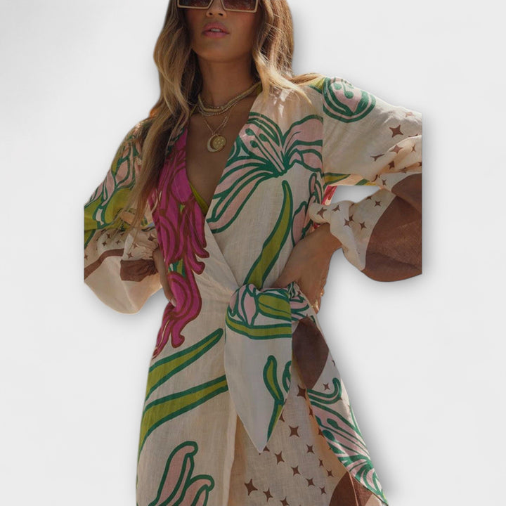 Tracey - Vestido Maxikleid com Amarração