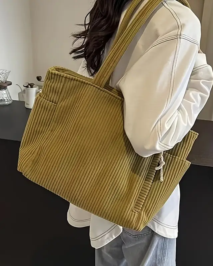 Tilda – Bolsa Tote Canaletada com Detalhe de Corda