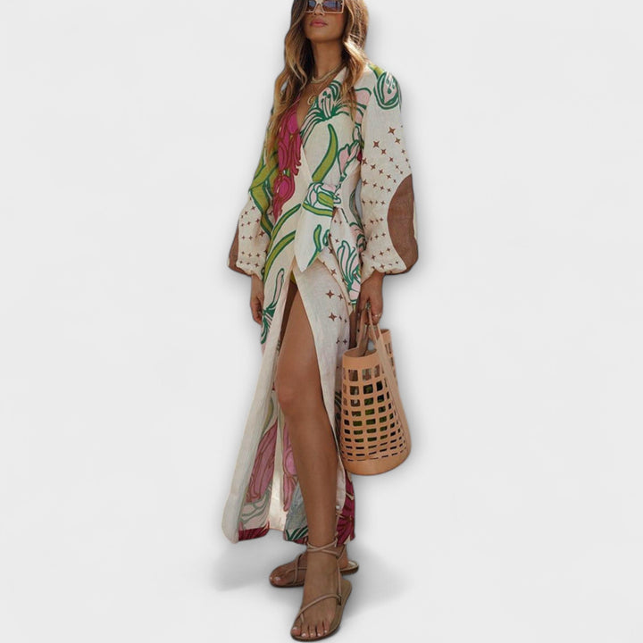 Tracey - Vestido Maxikleid com Amarração