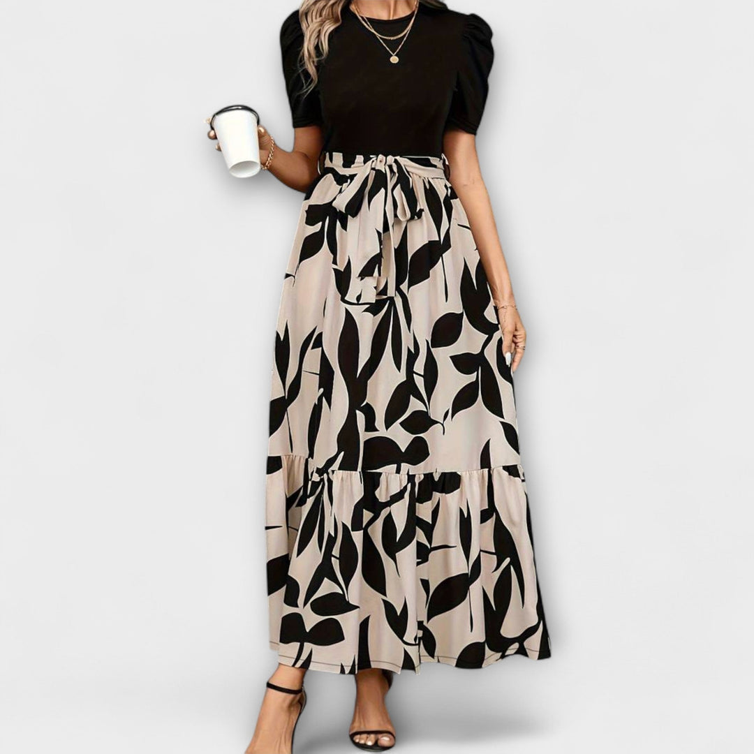 Luna - Vestido de verão com estampa floral e decote redondo