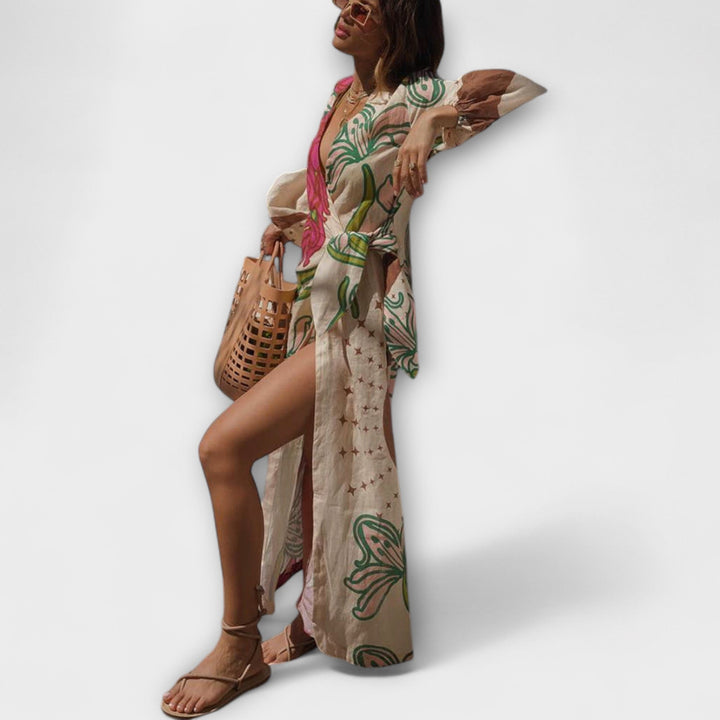 Tracey - Vestido Maxikleid com Amarração