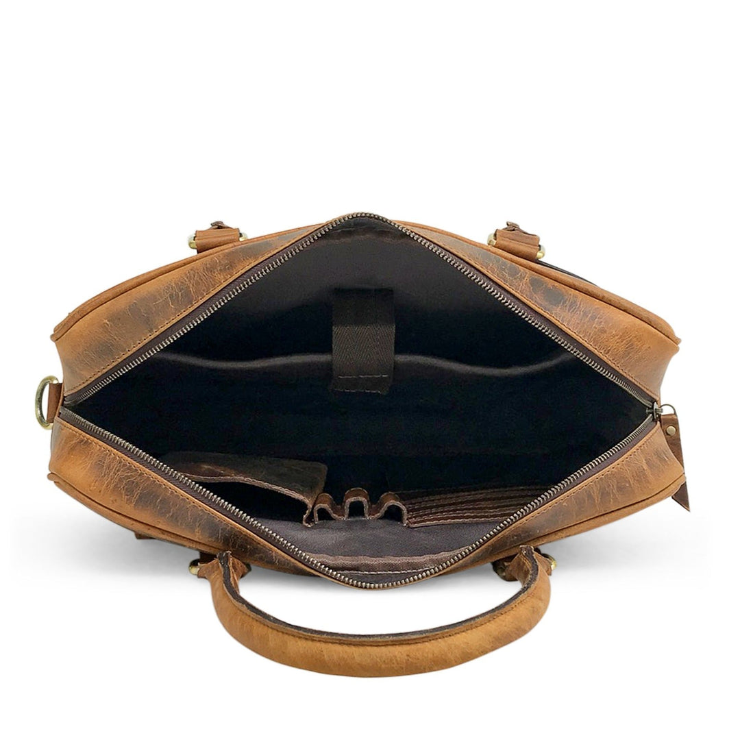Bolsa para Laptop em Couro Marrom Hunter