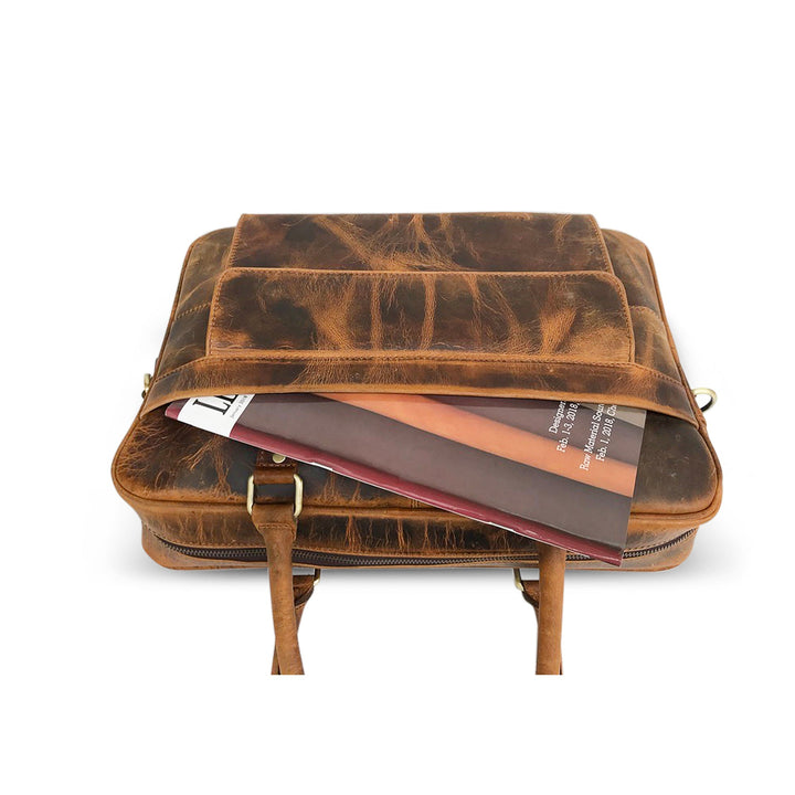 Bolsa para Laptop em Couro Marrom Hunter