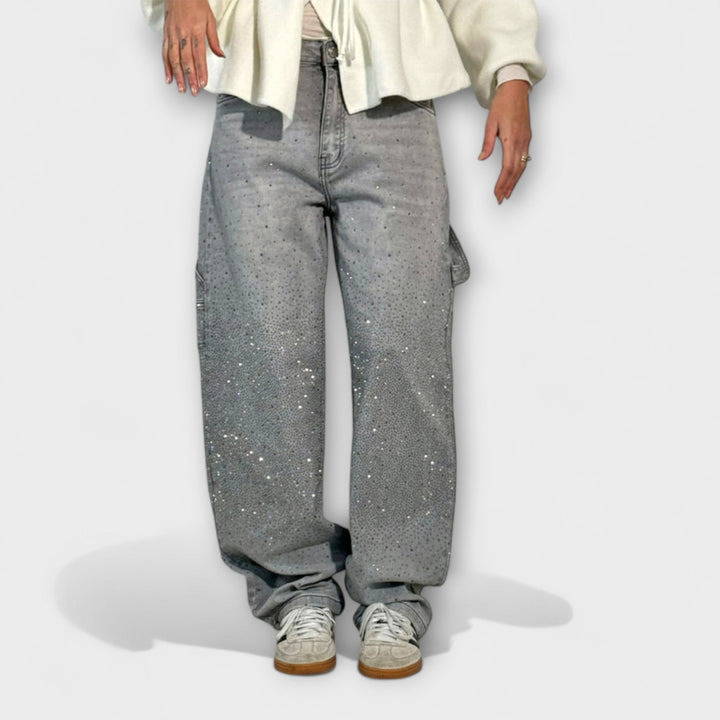 Fable - Jeans Denim Brilho no Estilo Balloon Carpenter