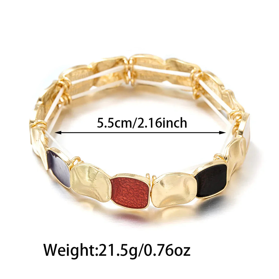 Pulseira Elástica de Esmalte Geométrica Boêmia