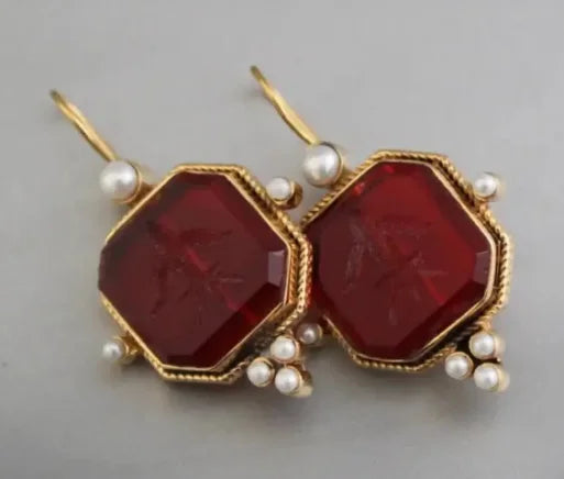 Brincos de Pérola Geométricos Elegantes e Vintage