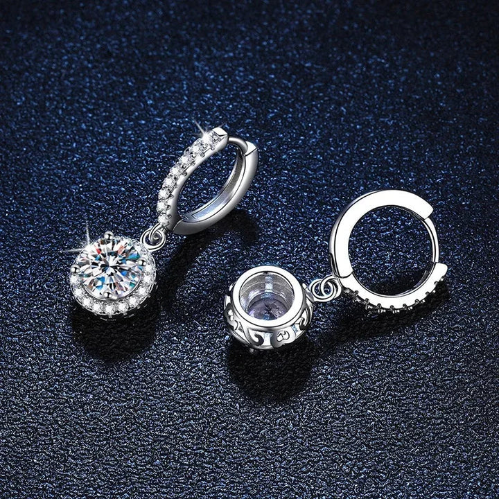 Brincos de Moissanite 1 Quarteirão em Prata Esterlina