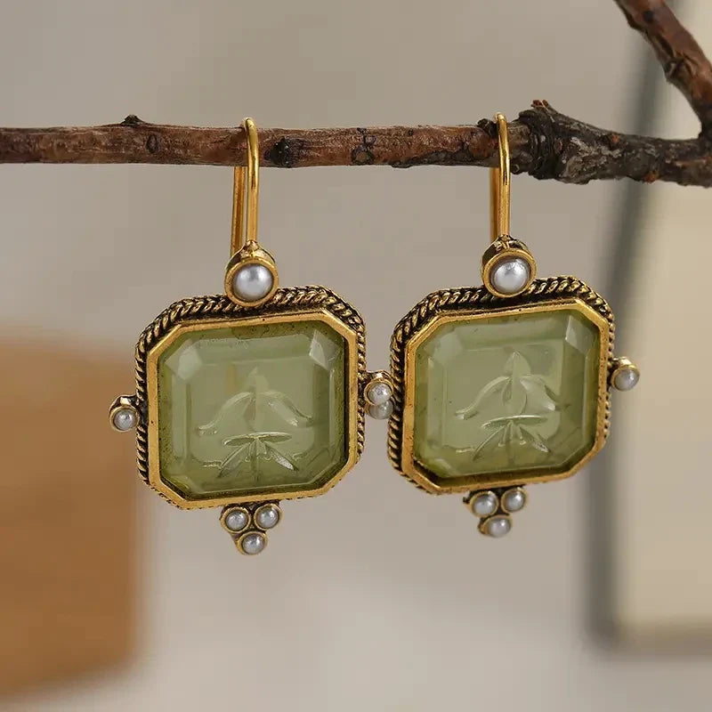 Brincos de Pérola Geométricos Elegantes e Vintage