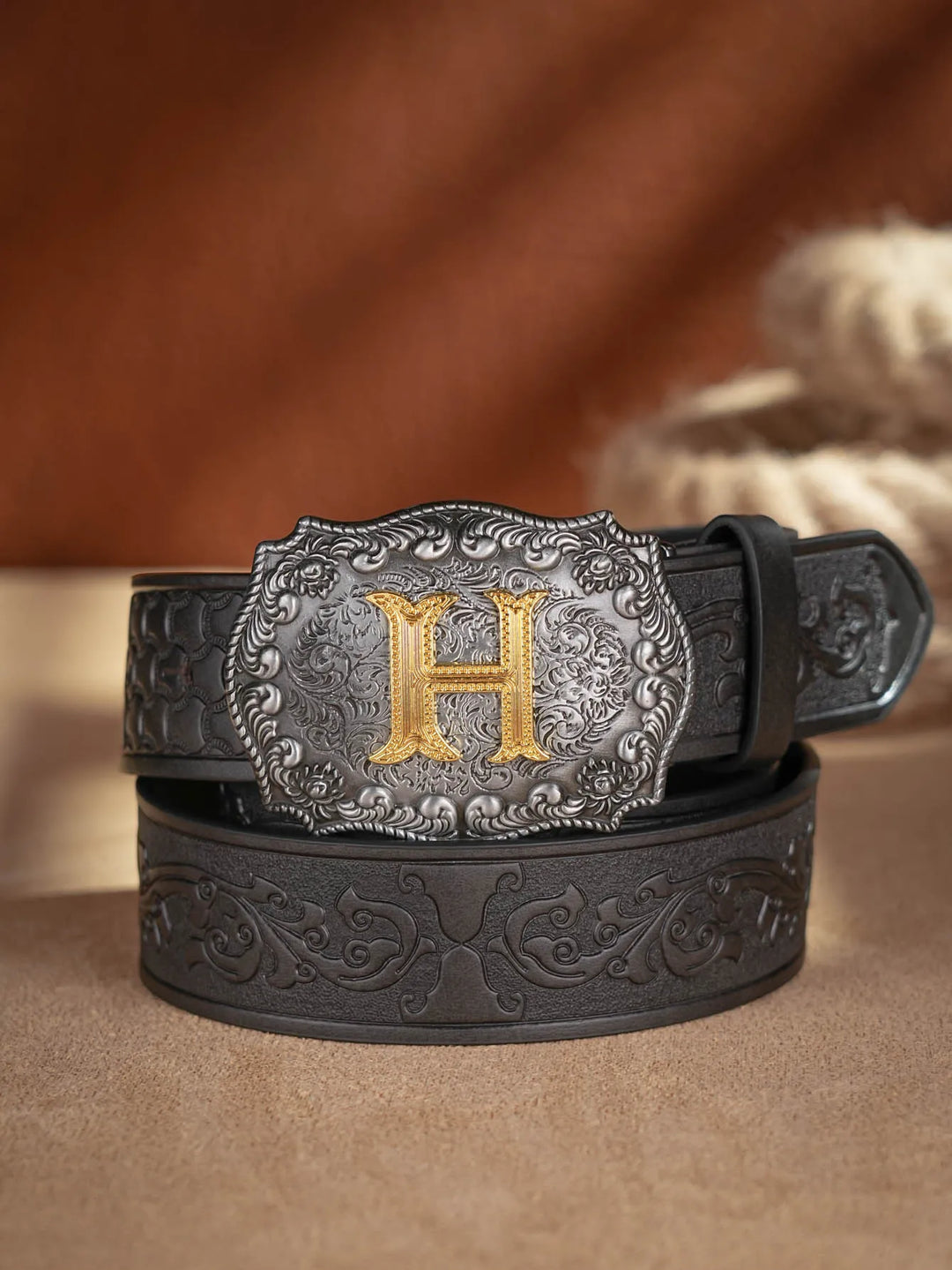 Cinto de couro Honor Lasso com inicial personalizado