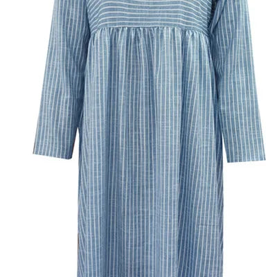 Katia | Vestido Midi de Algodão Listrado com Elegância Descontraída