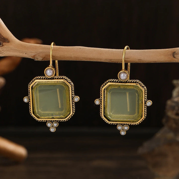 Brincos de Pérola Geométricos Elegantes e Vintage