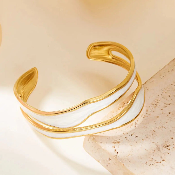 Pulseira Vintage Branca em Aço Inoxidável