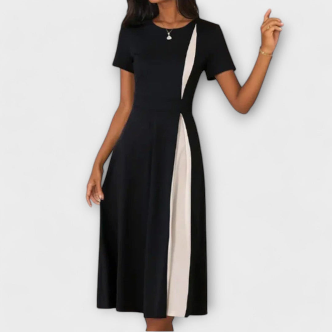 Hanne - Vestido Midi Preto e Branco