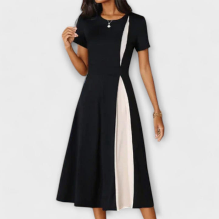 Hanne - Vestido Midi Preto e Branco