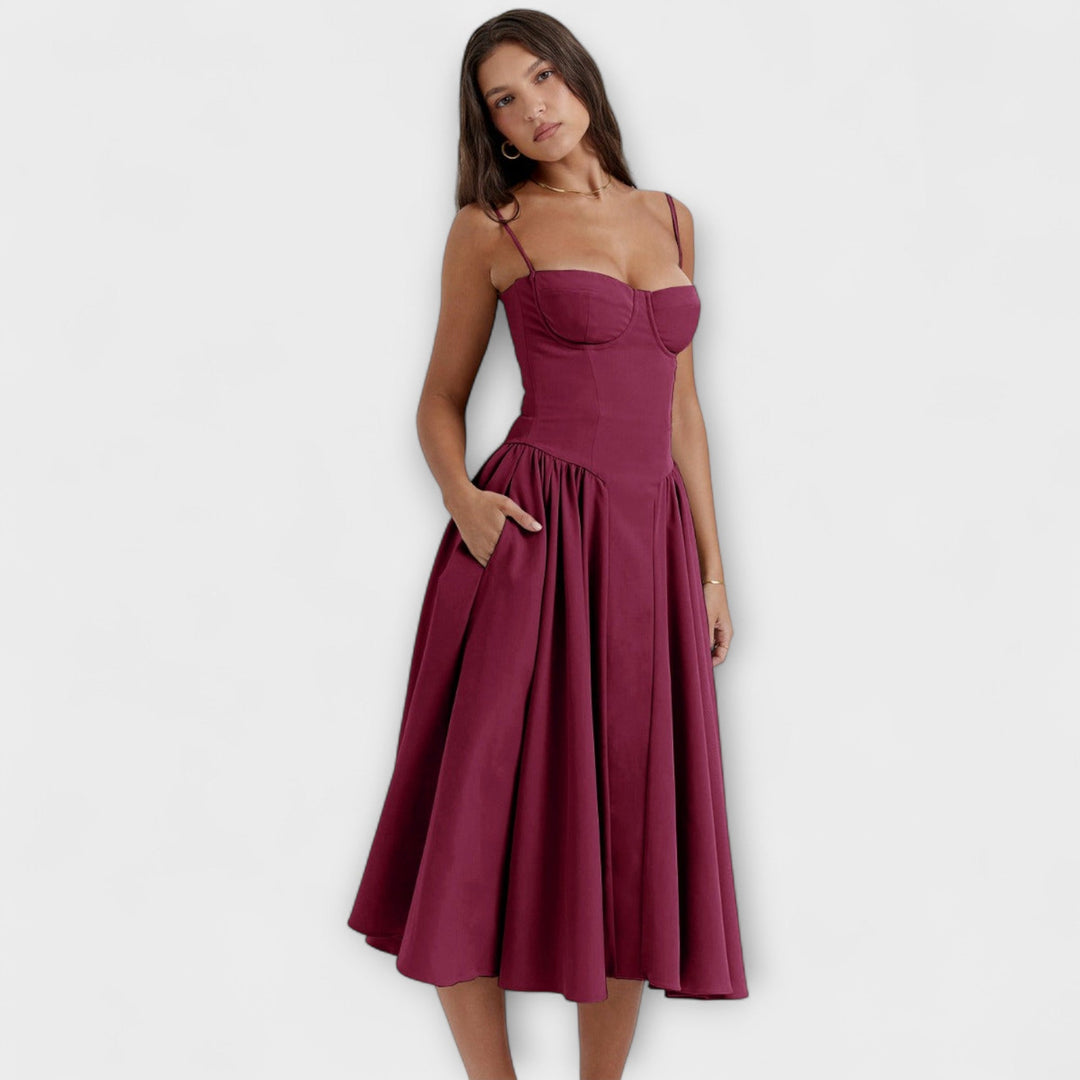 Rosalie - Vestido de Corset Sem Mangas Refinado