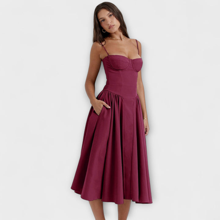 Rosalie - Vestido de Corset Sem Mangas Refinado