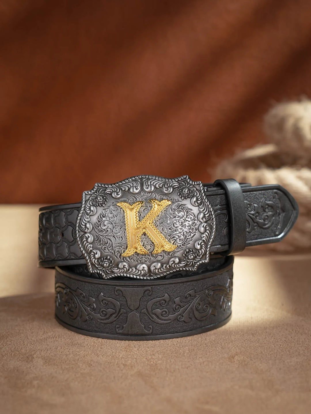 Cinto de couro Honor Lasso com inicial personalizado