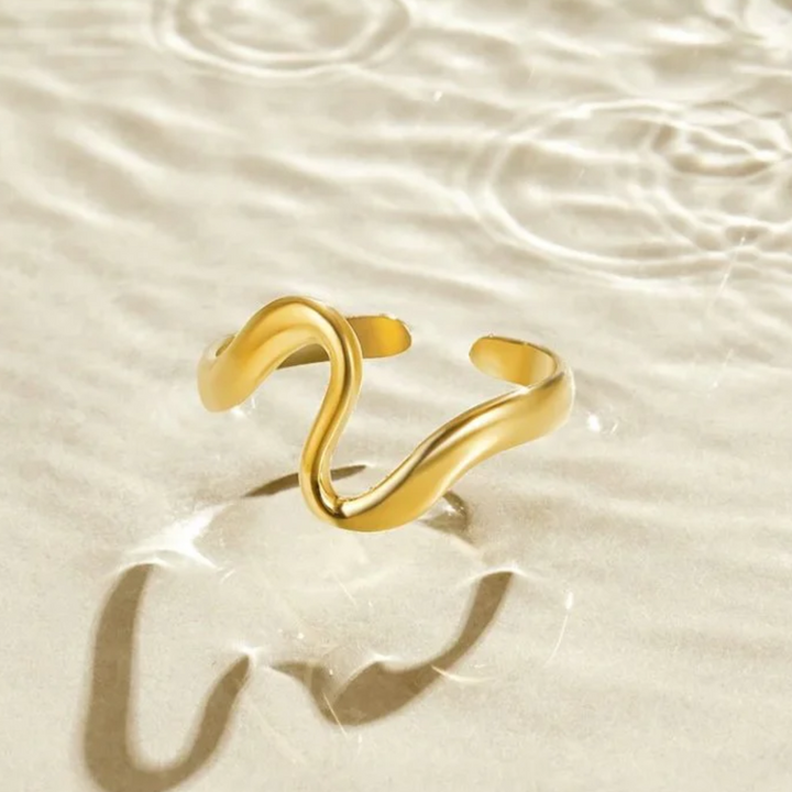 ANEL DE Onda DOURADA DESLUMBRANTE