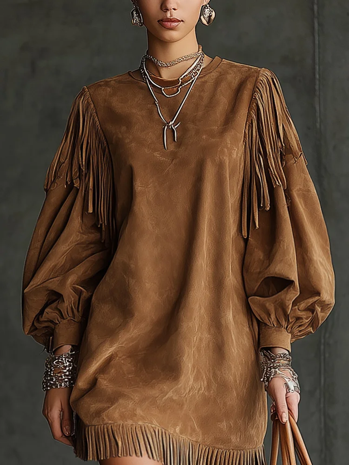 Vestido Mini com Manga Vintage