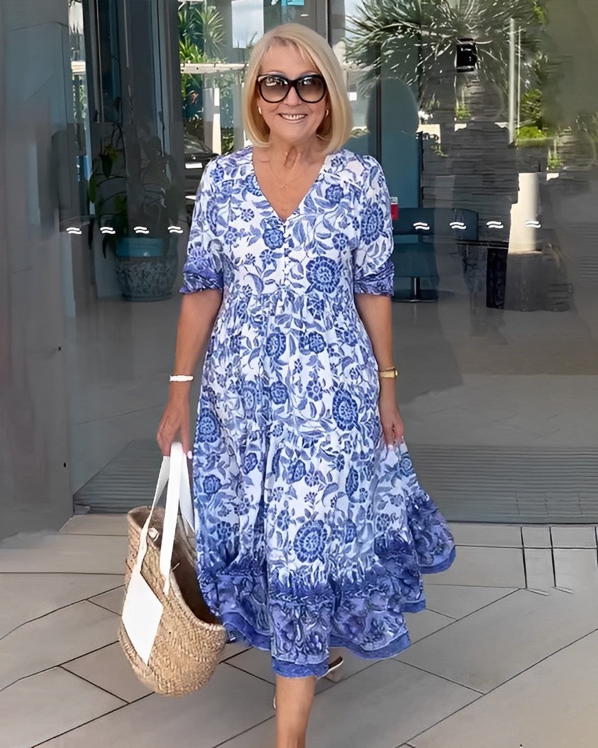 Keisha | Vestido Floral com Decote V Elegante