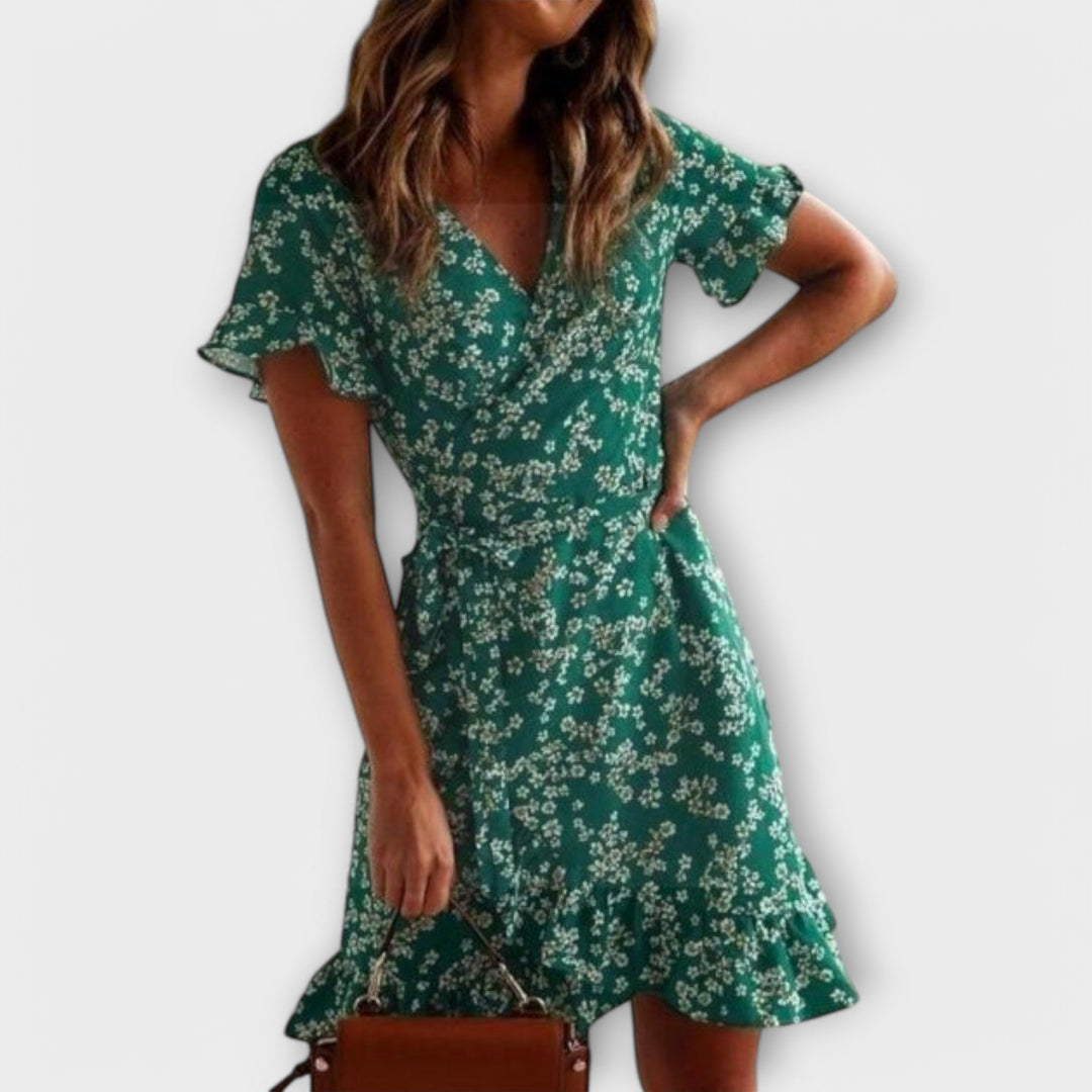 Nilsine - Vestido Boho Curto em Verde