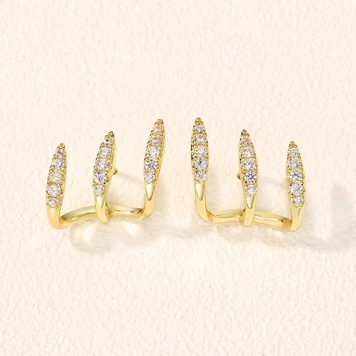 Brincos Elegantes com Strass em Três Garras