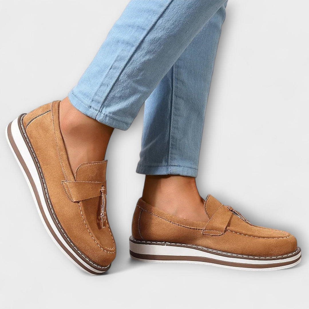 Halo – Sapatos casuais slip-on com bicos arredondados