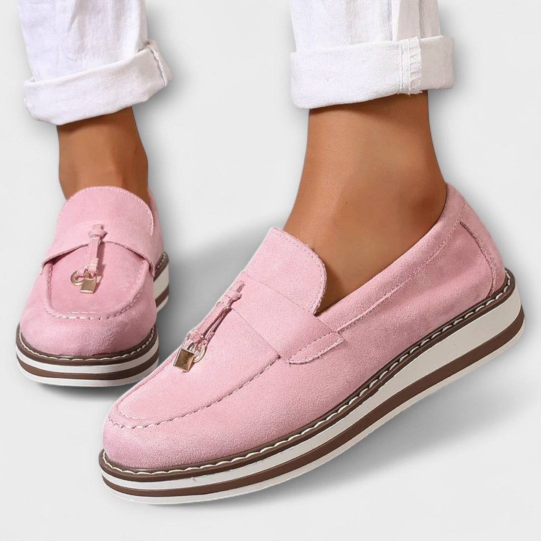 Halo – Sapatos casuais slip-on com bicos arredondados