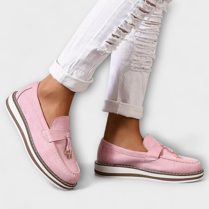 Halo – Sapatos casuais slip-on com bicos arredondados