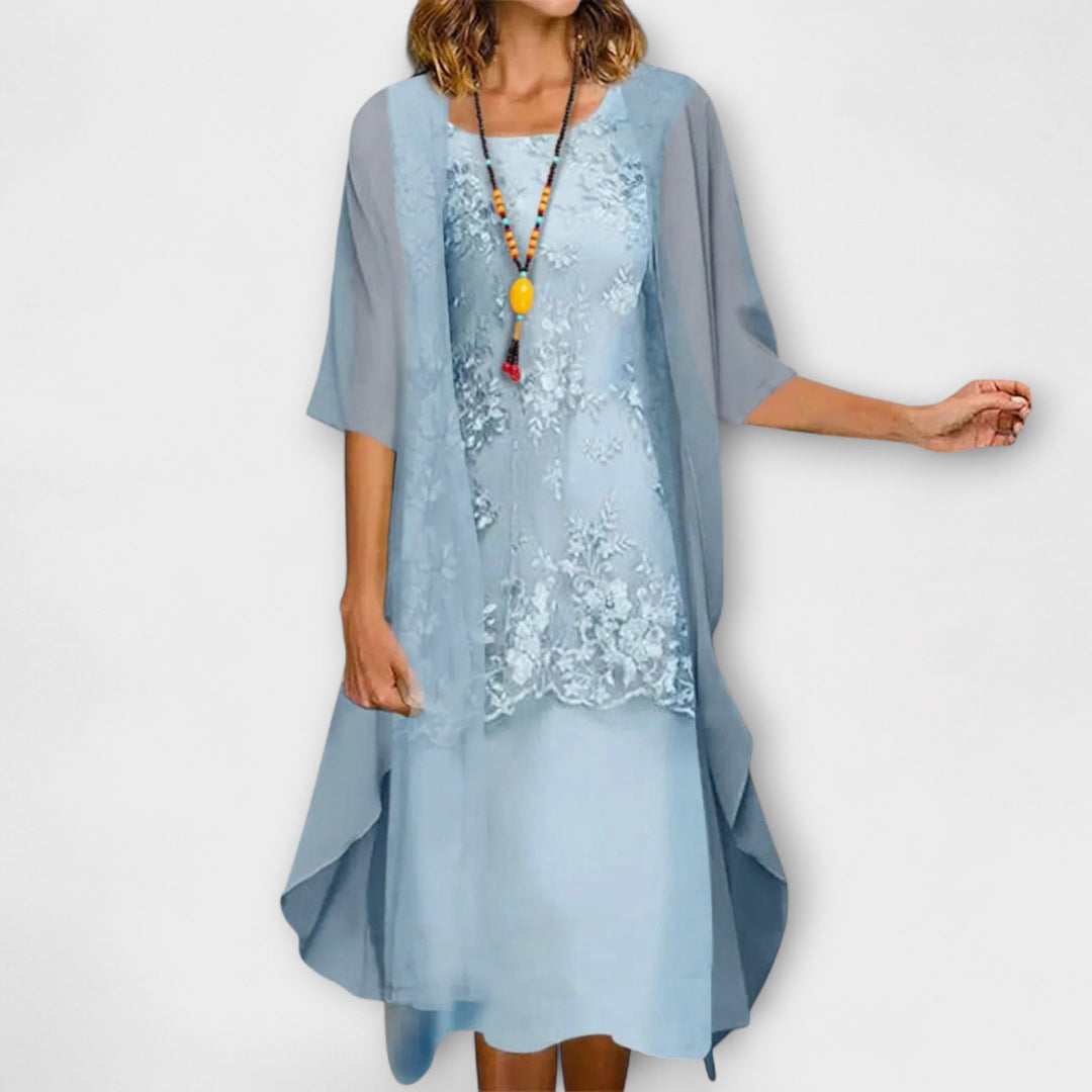 Aurora - Elegante vestido de chiffon em duas peças