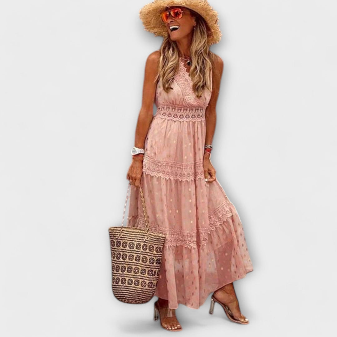 Aurora - Maxivestido com Renda Boho