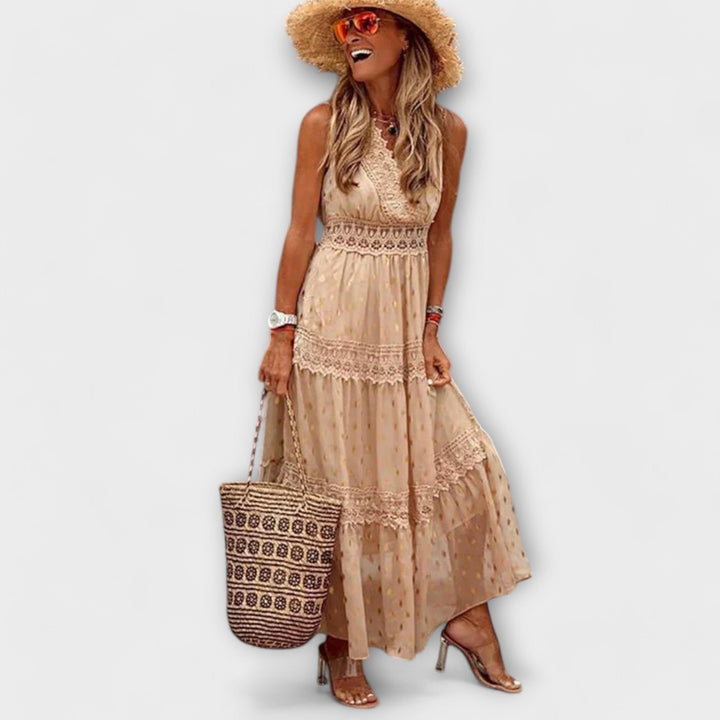 Aurora - Maxivestido com Renda Boho