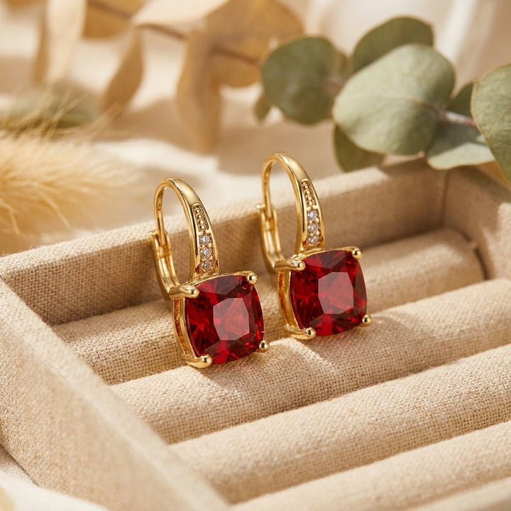 Brincos de Argola de Pedra Mística Elegante em Ouro